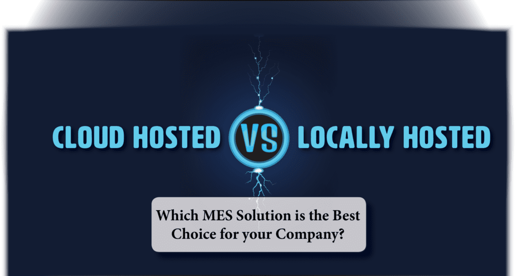 text "cloud hosted vs locally hosted, which mes solution is the best choice for your company?"