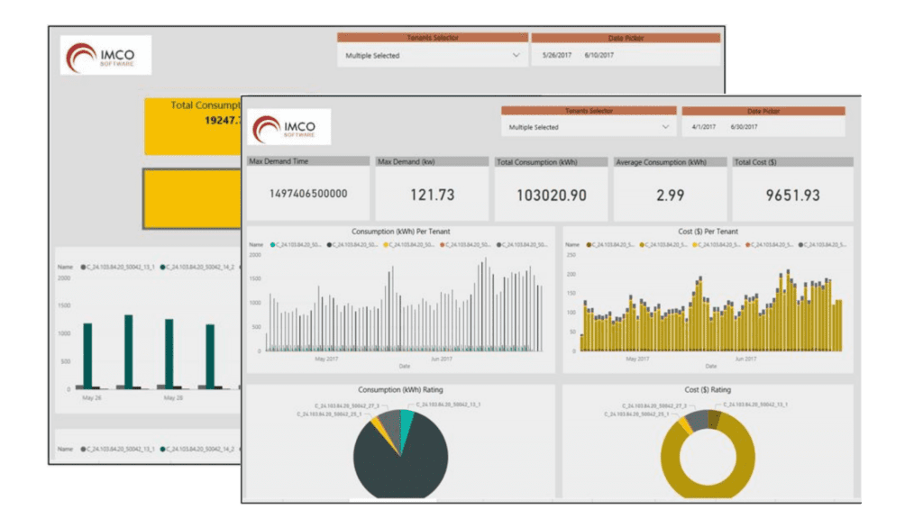 screenshots of the EnergyMax energy management software dashboard